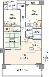 リーデンススクエアつきみ野ソレイユコート 3LDKの間取図画像