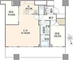 ザ・タワー横須賀中央 2LDKの間取図画像