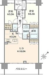 プレミスト横浜ポートサイド 2LDKの間取図画像
