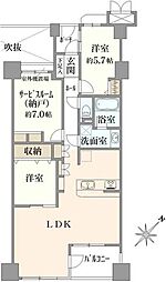 クレッセント新横浜ツインズイースト 2SLDKの間取図画像