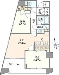 プラティーク三軒茶屋 2LDKの間取図画像