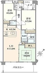ロータリーパレスたまプラーザ 3LDKの間取図画像