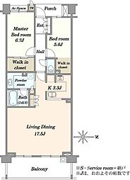 グランリビオ元住吉木月祇園町 2LDKの間取り