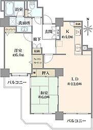 パークシティ新川崎西三番街D棟 2LDKの間取り