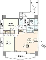 ドメス登戸弐番館 2LDKの間取図画像