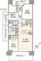 シエリア湘南辻堂 2SLDKの間取図画像