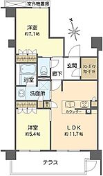 シャリエ京都円町 2LDKの間取図画像