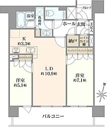 ザ・ファインタワー梅田豊崎 2LDKの間取図画像