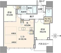 THECROSSCITYTOWER 2LDKの間取図画像