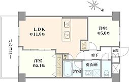 ライオンズマンション靱公園第2 2LDKの間取図画像