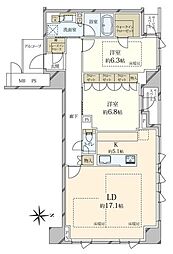 プラウド京都麩屋町御池 2LDKの間取図画像