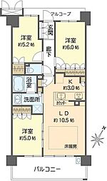 グランカサーレ豊中ヒルズコート 3LDKの間取図画像