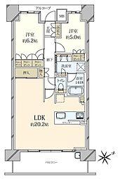 パークホームズ神戸ザレジデンス 2LDKの間取図画像