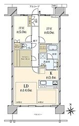 プラウドシティ塚口マークスカイ 2LDKの間取図画像