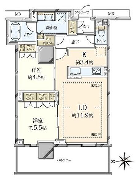 2LDK 間取り