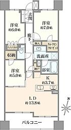 プラウドタワー名古屋久屋大通公園 3LDKの間取図画像