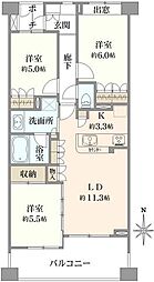 グレーシアタワーズ所沢サウス棟 3LDKの間取図画像