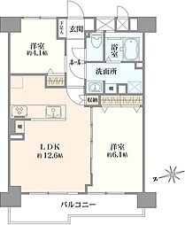 入間豊岡住宅2号棟 2LDKの間取図画像
