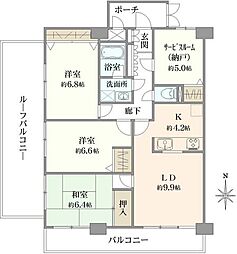 ライオンズマンション昭島第2 3SLDKの間取図画像