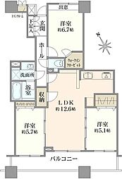 スカイスクエア川口タワー 3LDKの間取図画像