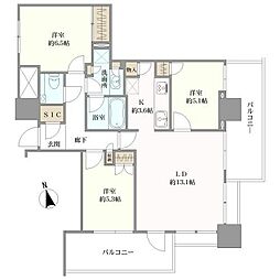 ステーションスカイタワー小田急相模原 3LDKの間取図画像