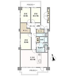 摂津スカイハイツ 3LDKの間取図画像
