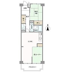 ローレルハイツ八尾 1LDKの間取図画像