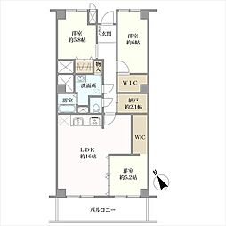 朝日ケ丘レックスマンション1号棟 3SLDKの間取図画像