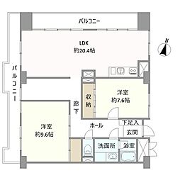 シャンボール大名D 2LDKの間取図画像