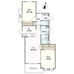パーク・ハイム自由ケ丘 2LDKの間取図画像