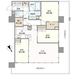 シティタワー新宿 3LDKの間取図画像