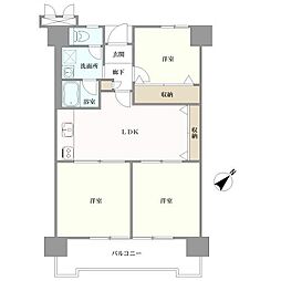 千舟リバーサイドヴイラA棟 3LDKの間取り