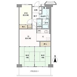 淡路パークハイツ二番館 3DKの間取図画像