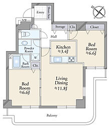 ガーデンプラザ新検見川20番館 2LDKの間取図画像