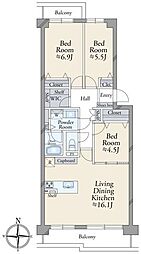 新稲毛ガーデンタワー1棟 3LDKの間取図画像