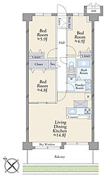 レックス柏逆井 3LDKの間取図画像