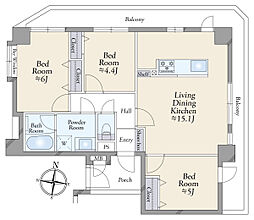 キャッスルマンション亀戸立花弐番館 3LDKの間取図画像