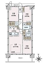 リビオシティ三国ヶ丘 3LDKの間取図画像