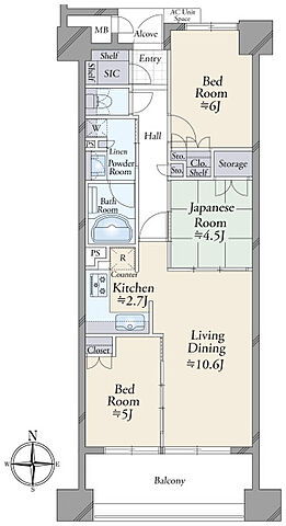 間取り ルネ京都烏丸五条 6階/-