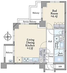 ファインフラッツ京都神宮別邸 1LDKの間取図画像