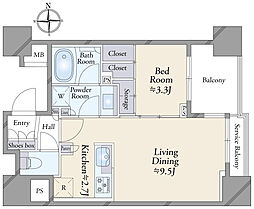 クレヴィア恵比寿 1LDKの間取図画像