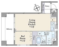 コムロンド吉祥寺 1LDKの間取り
