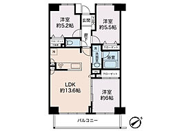 ホーメストプラザ十日市場東館 3LDKの間取図画像