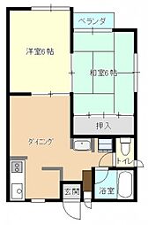 コーポ・バーベナ 2DKの間取図画像
