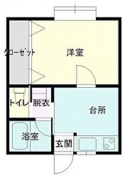リバータウン良栄2 1Kの間取図画像