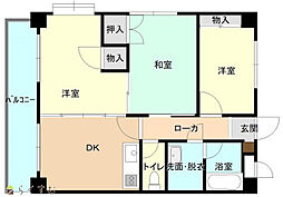 日興パレス長岡呉服町 3DKの間取図画像