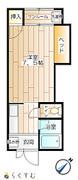 サバービア1号館 1Kの間取図画像