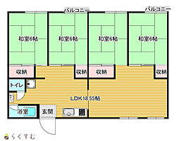 北園ハイツ 4LDKの間取図画像