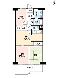 瓢箪山マンション 3LDKの間取図画像