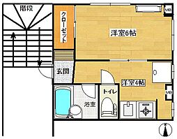 京王線 代田橋駅 徒歩10分の賃貸マンション 1階1Kの間取り